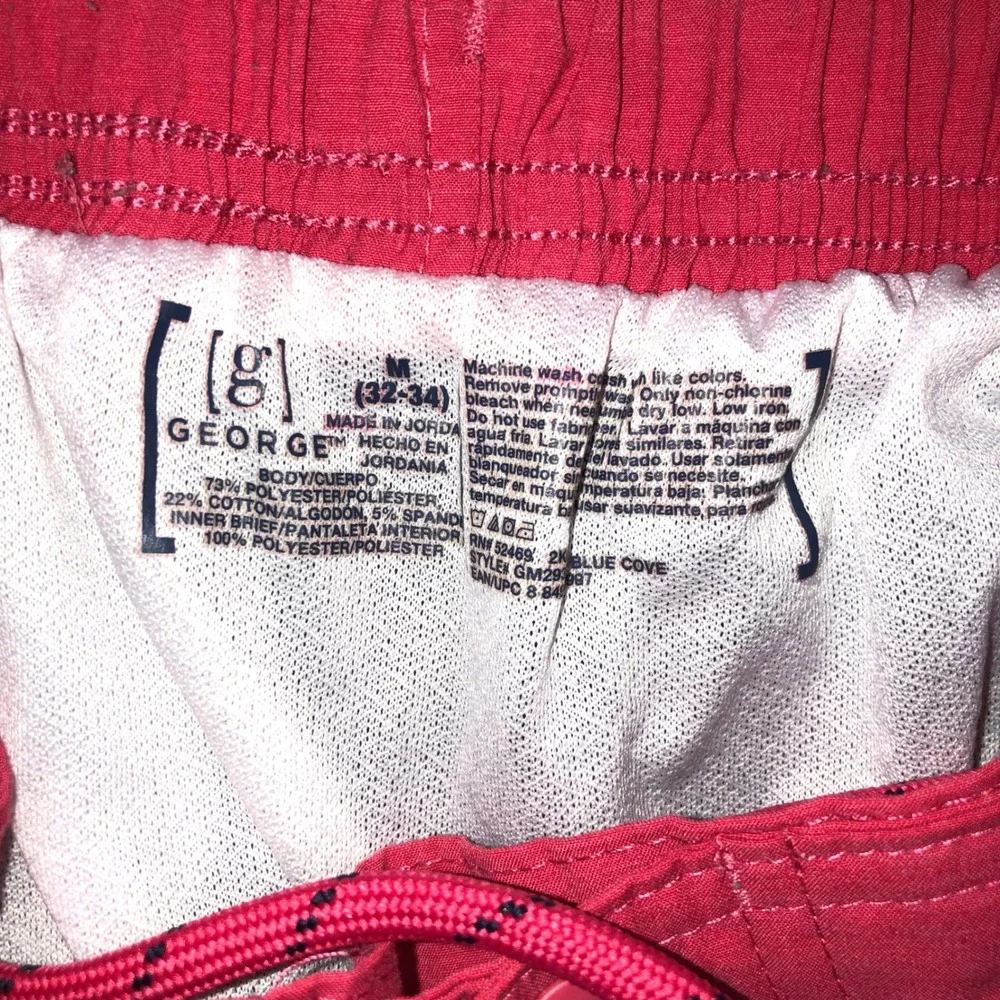 George Mens Swim Trunks Blue Cove Red Trim Board Shorts Size M 32-34 GM29397